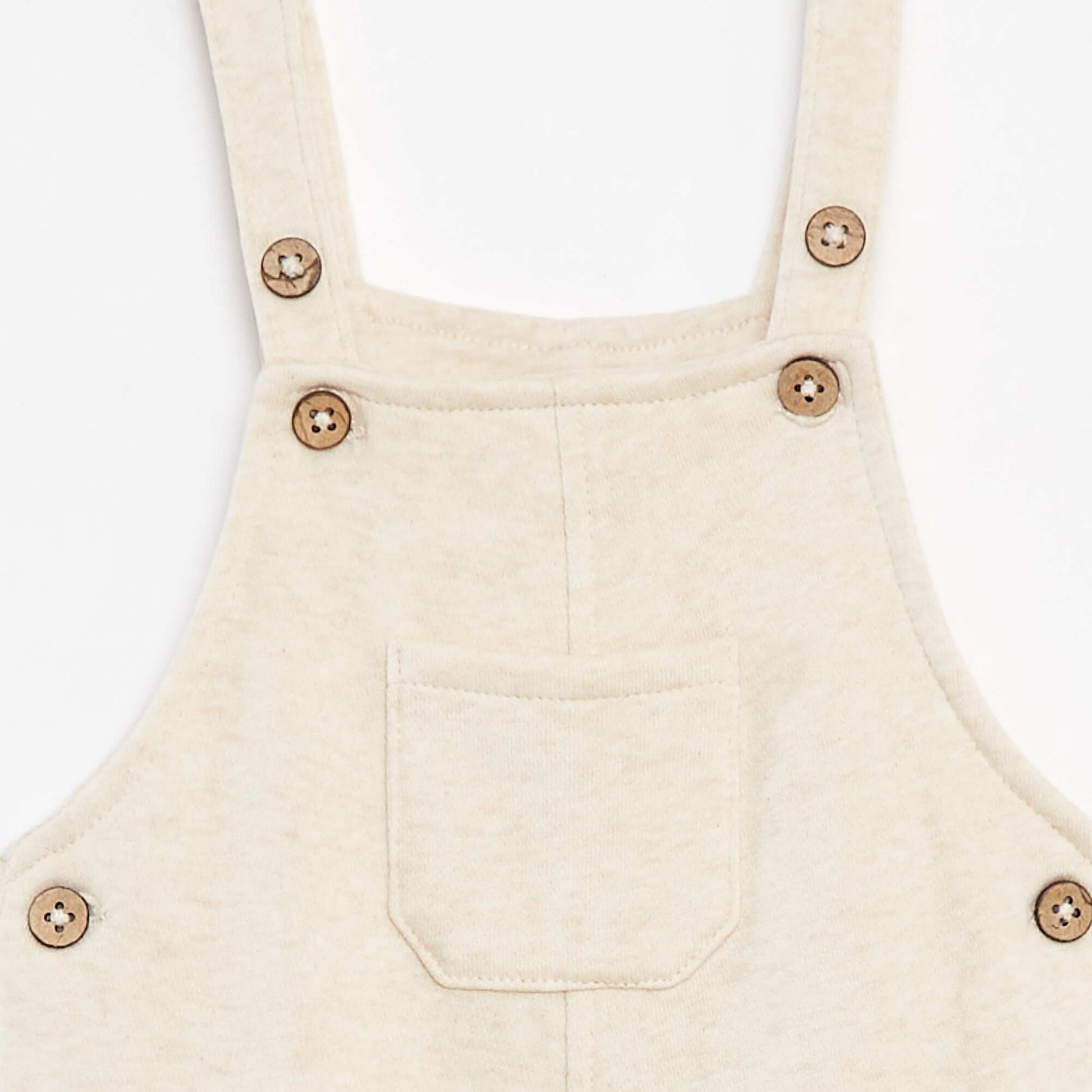 Long sweatshirt fabric dungarees with adjustable braces BEIGE