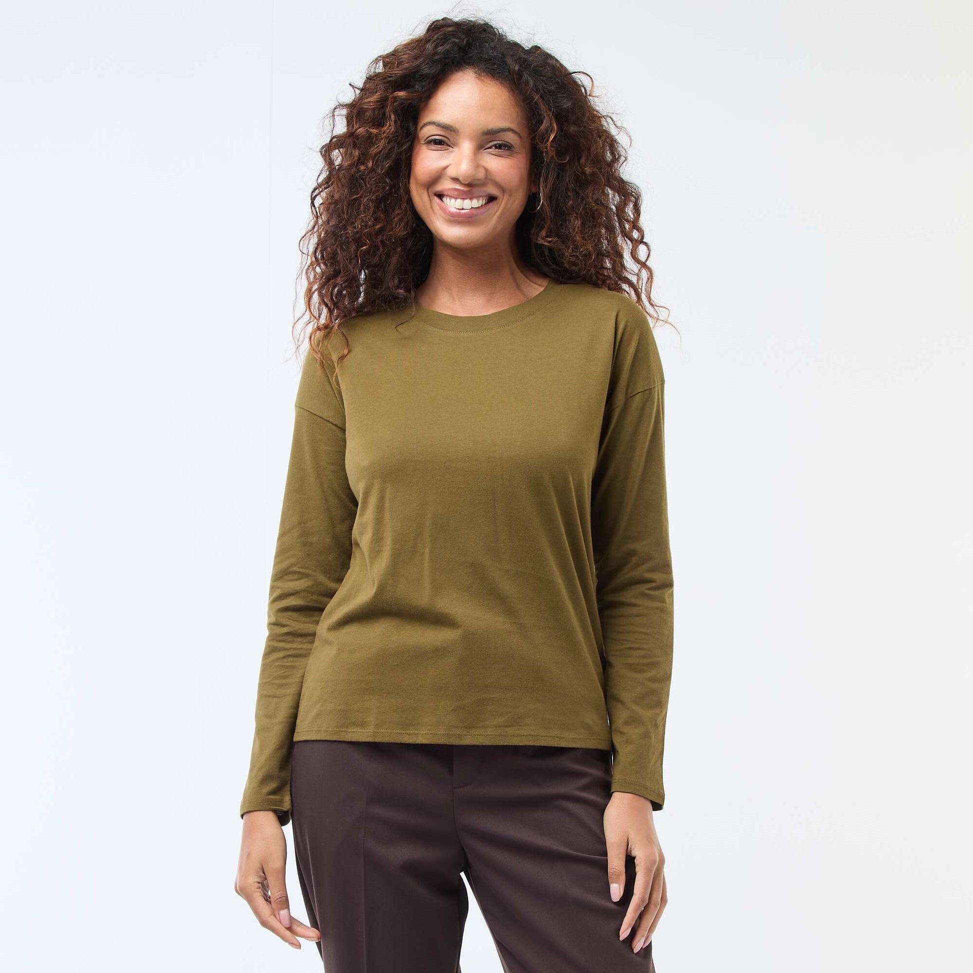 Long-Sleeve Crew Neck T-Shirt GREEN