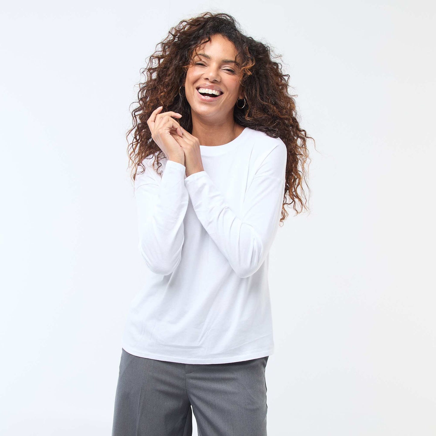 Long-Sleeve Crew Neck T-Shirt WHITE