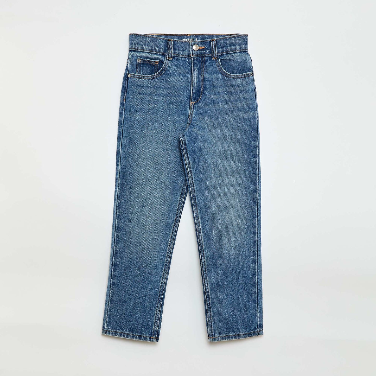 High-Waisted Denim Trousers BLUE