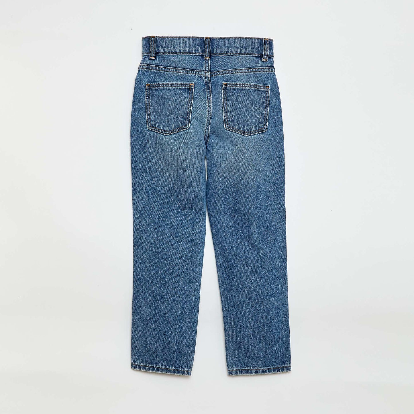 High-Waisted Denim Trousers BLUE