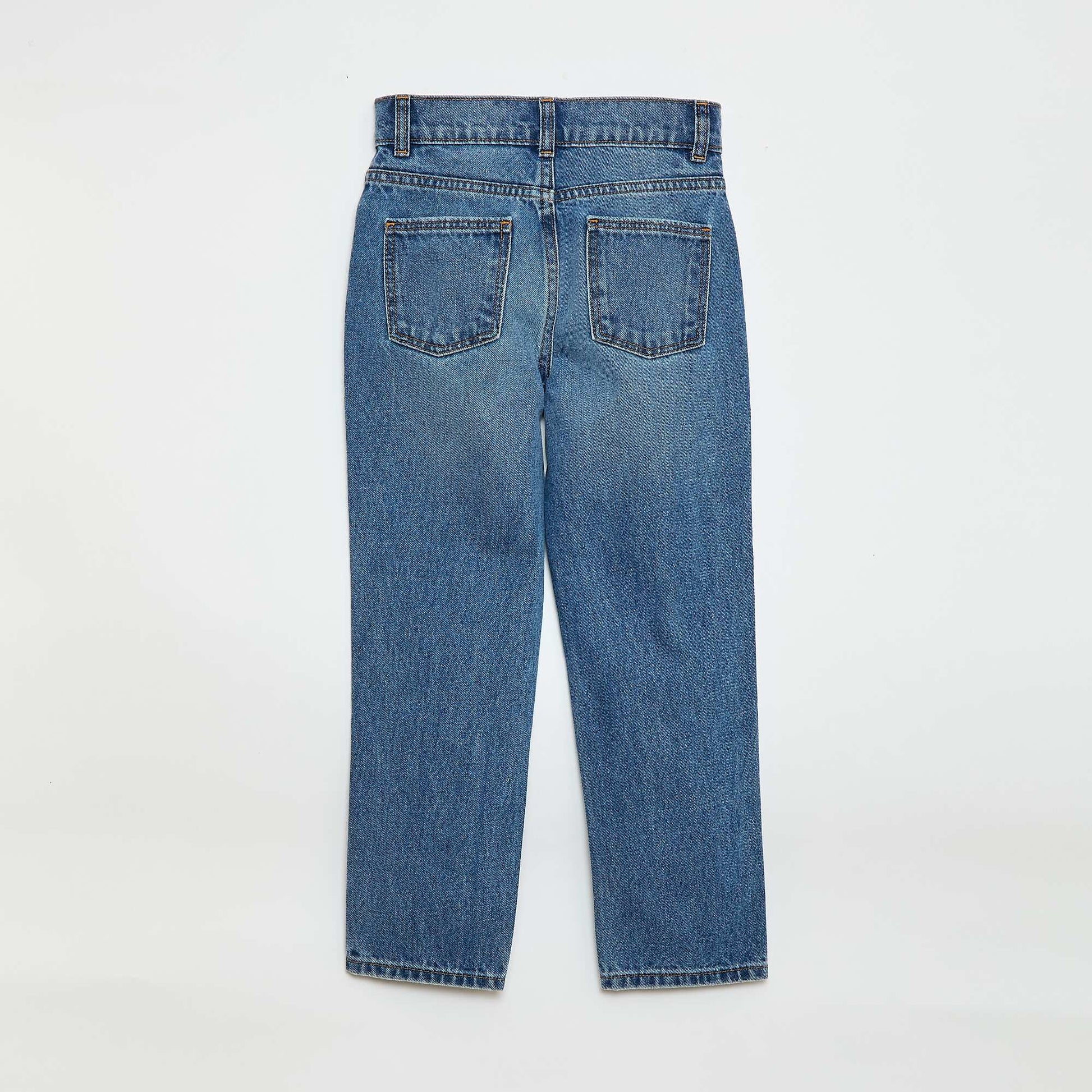 High-Waisted Denim Trousers BLUE