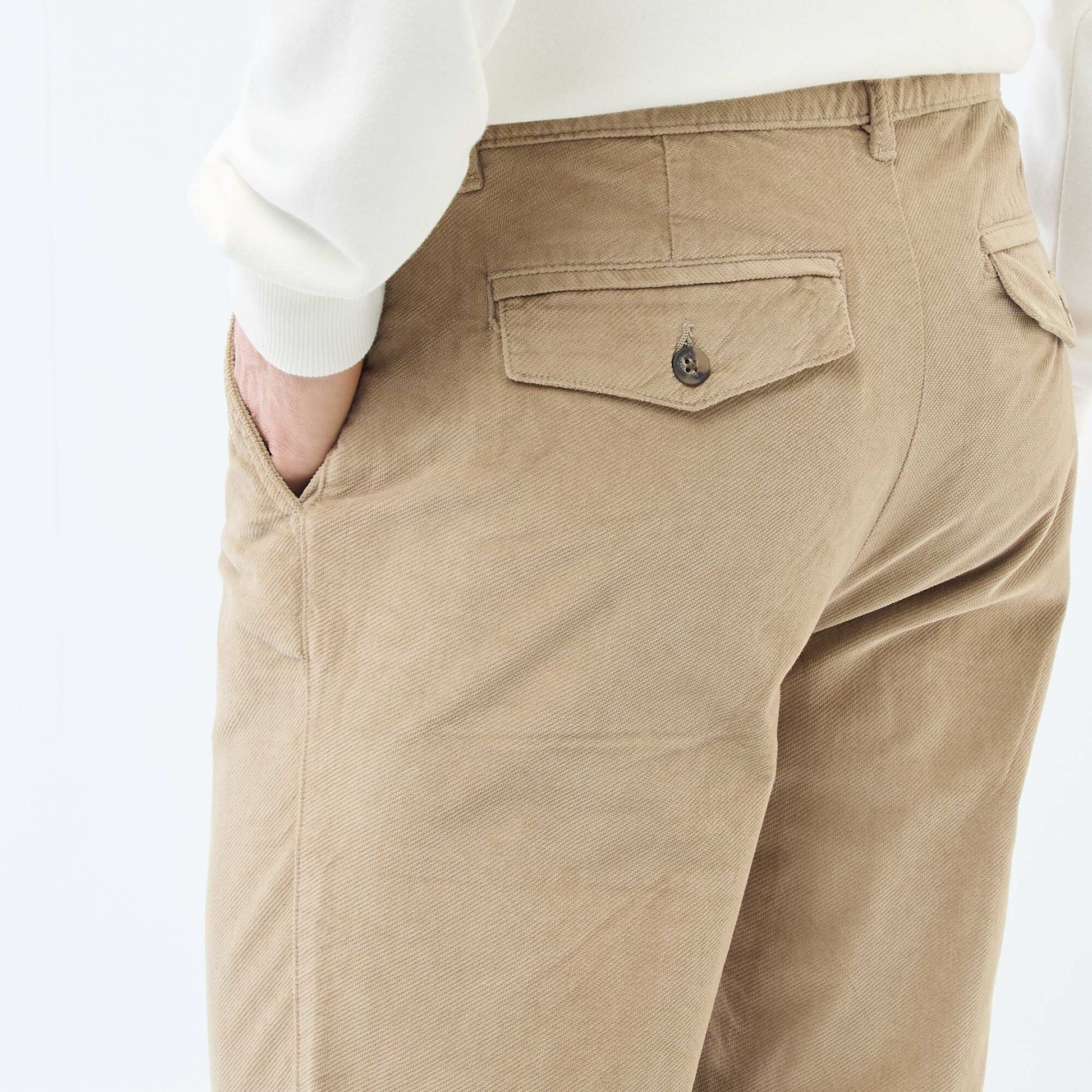 Standard Waist Velvet Chinos BEIGE