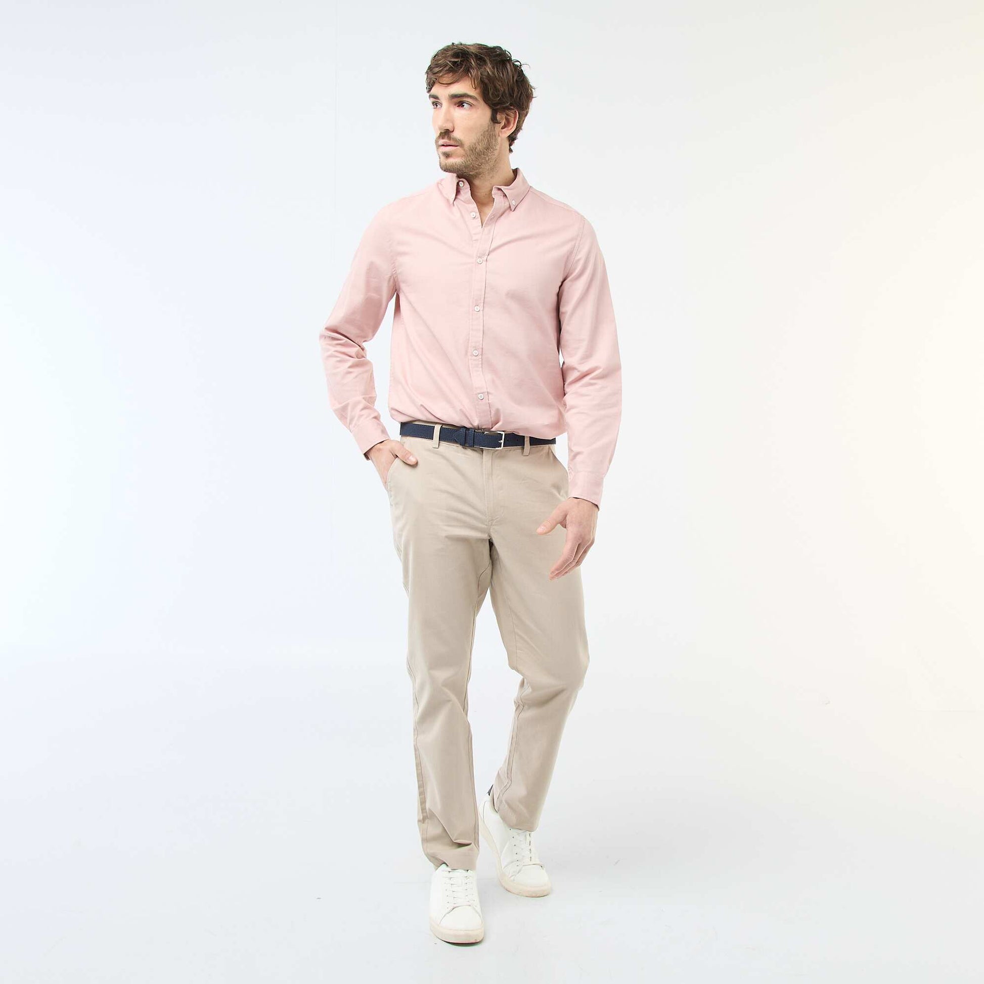 Solid Chino Pants - Regular Waist BEIGE