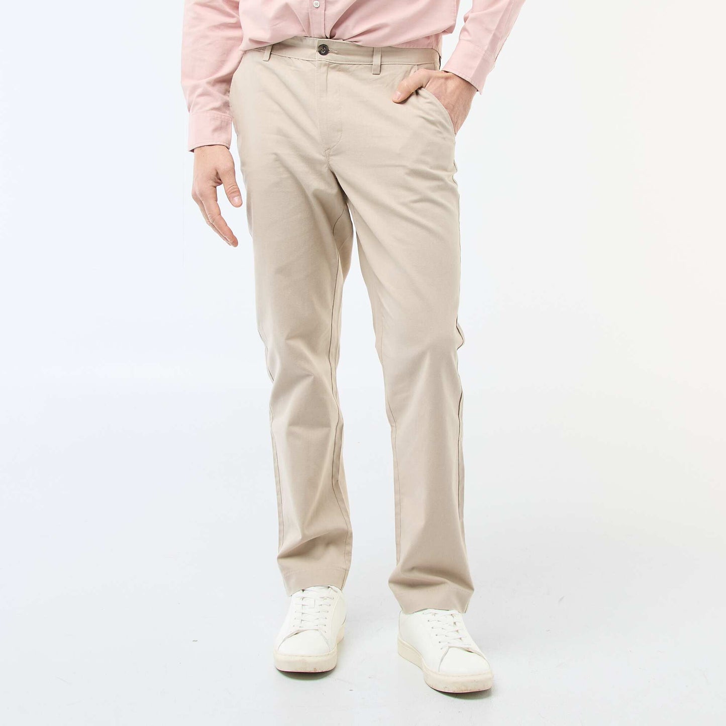 Solid Chino Pants - Regular Waist BEIGE