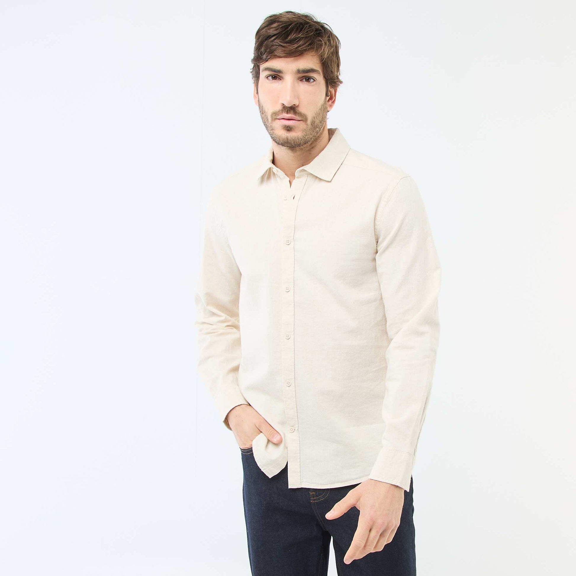 Linen Blend Shirt BEIGE