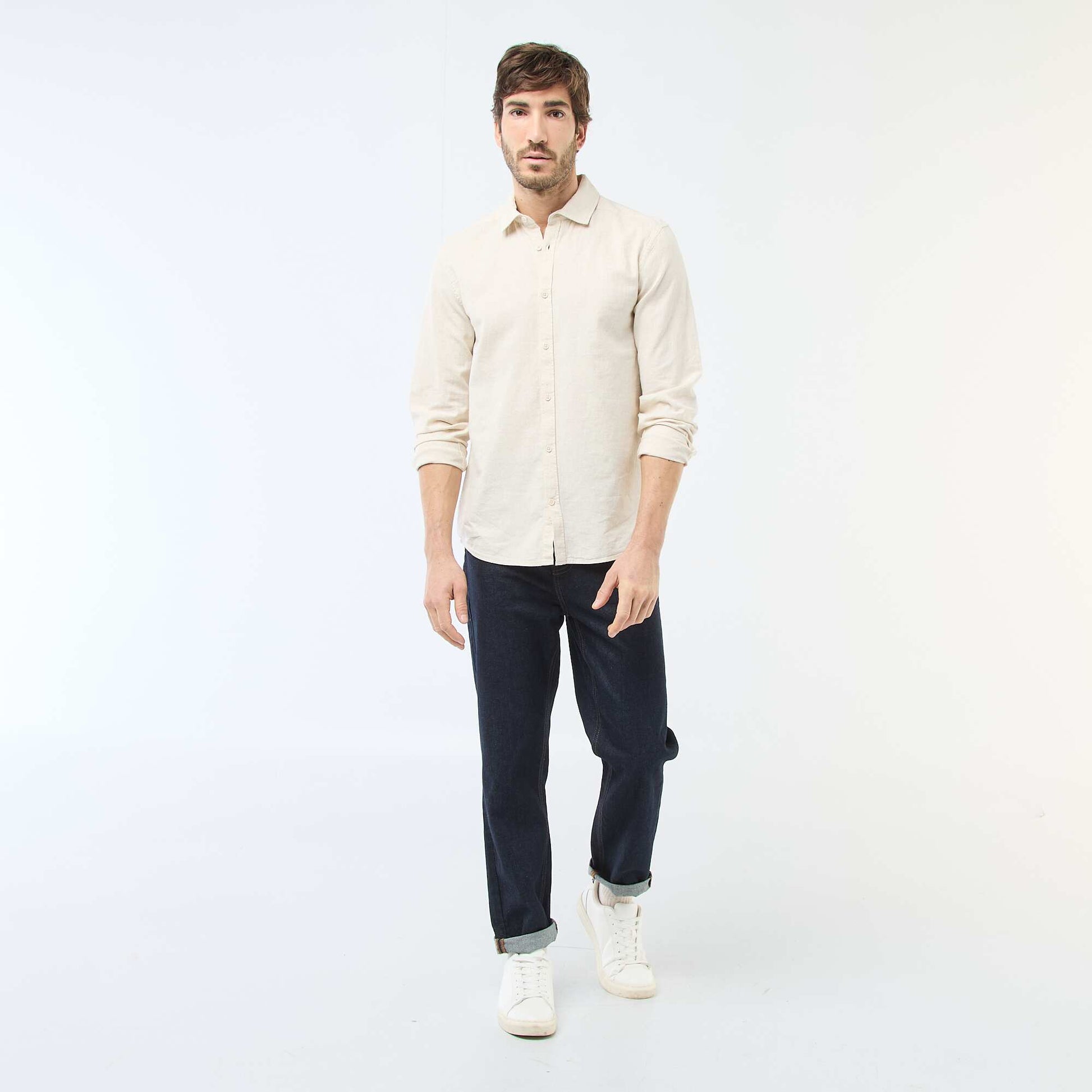 Linen Blend Shirt BEIGE
