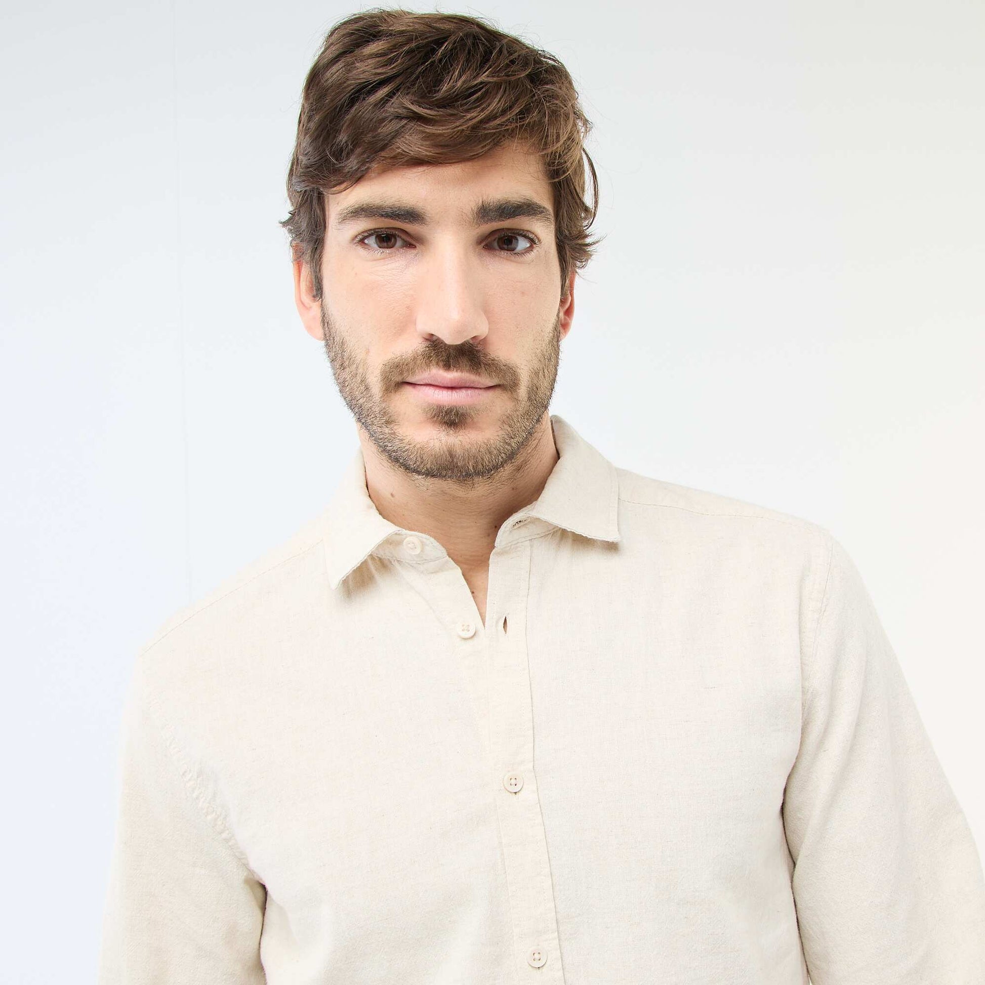 Linen Blend Shirt BEIGE