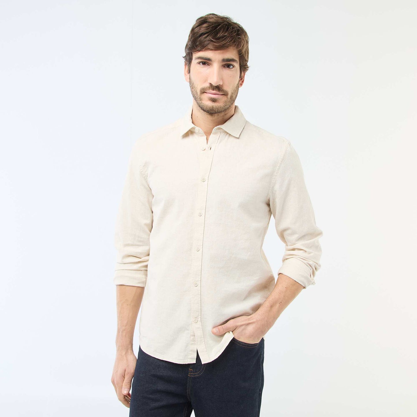 Linen Blend Shirt BEIGE