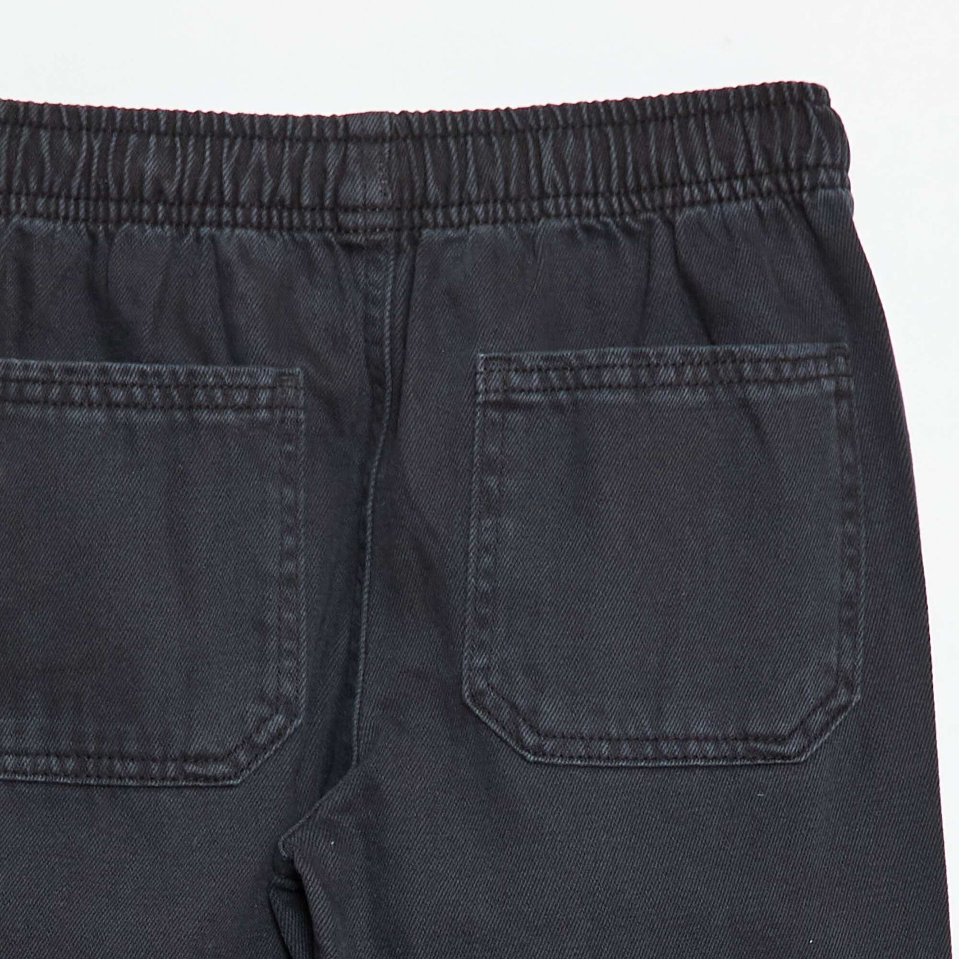 Joggers with elasticated waistband and drawstring BLACK
