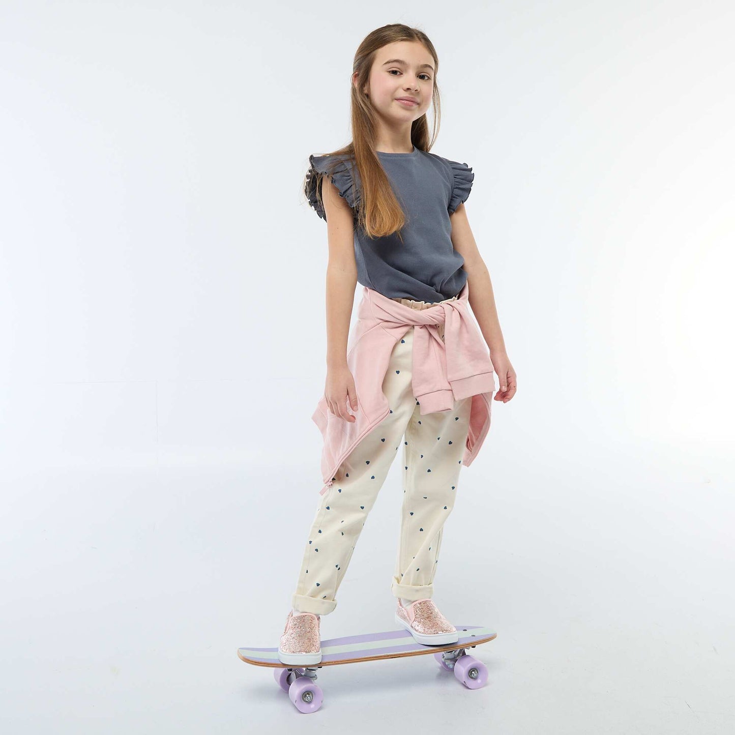 Mom Fit Denim Pants with Print WHITE
