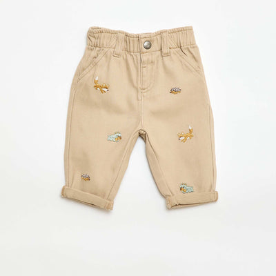 Paperbag Twill Trousers BEIGE