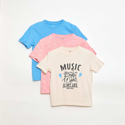 3-Pack Cotton T-Shirts BLUE