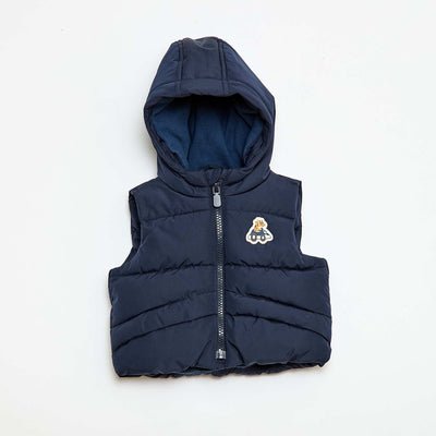 Sleeveless Padded Hooded Puffer Vest BEIGE