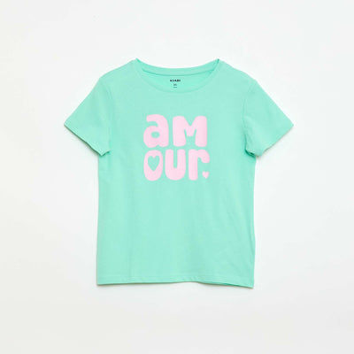 Short-Sleeve Printed Message T-Shirt GREEN