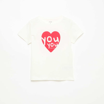 Short-sleeved T-shirt with printed message WHITE