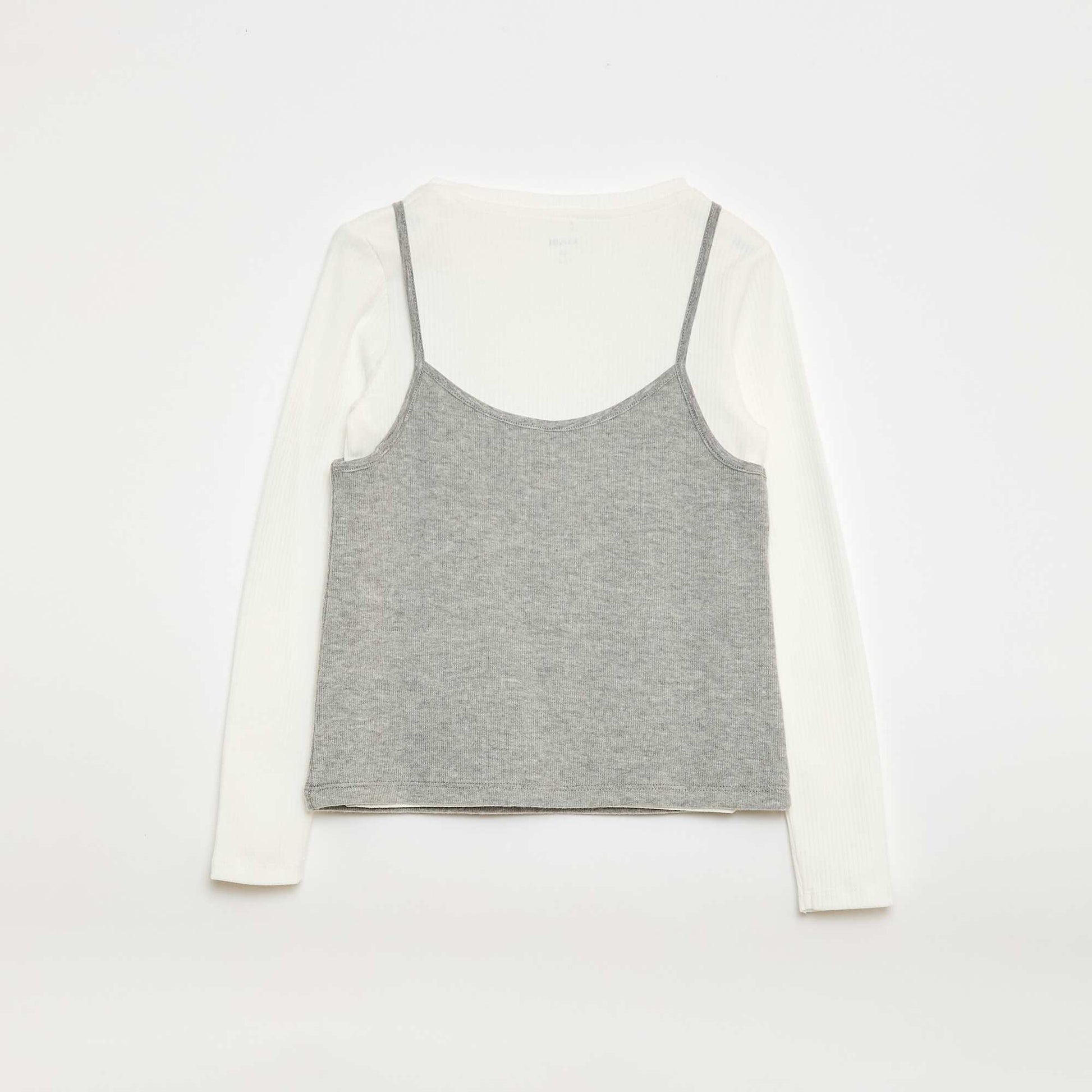 2-in-1 Effect T-shirt with Tank Top WHITE