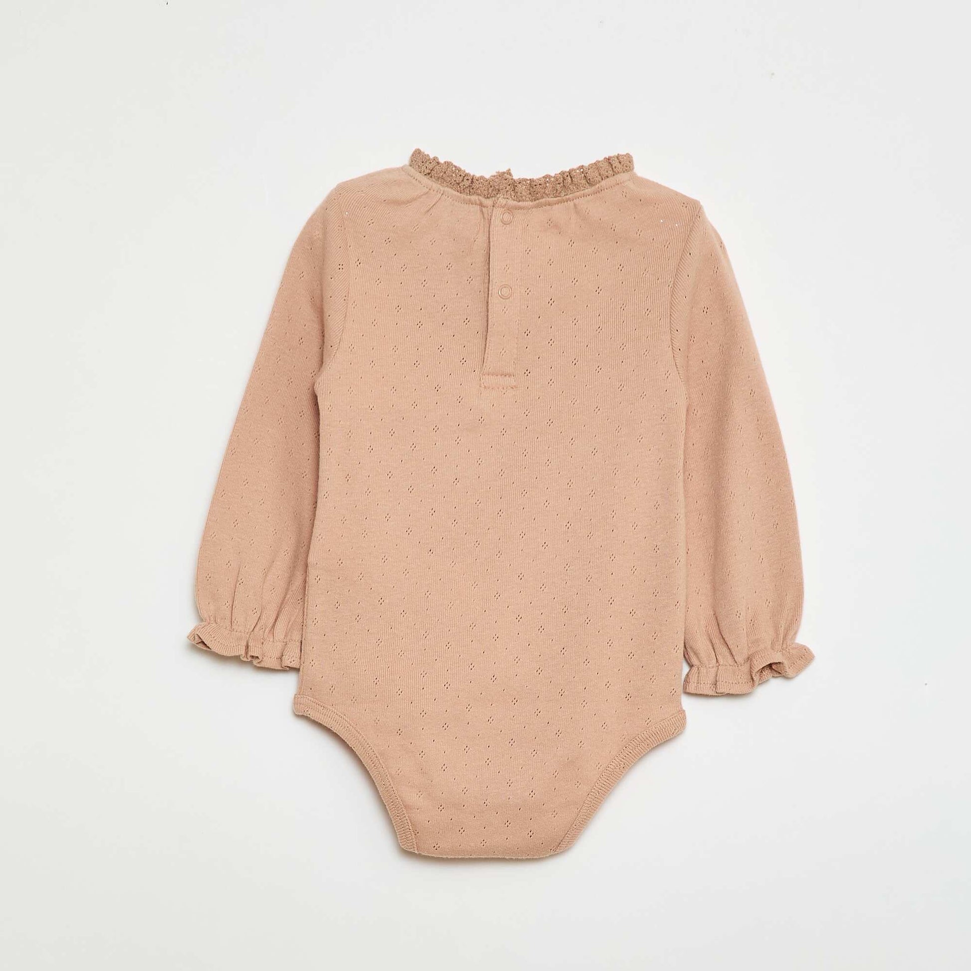 Pointelle Knit Long-Sleeve Bodysuit PINK