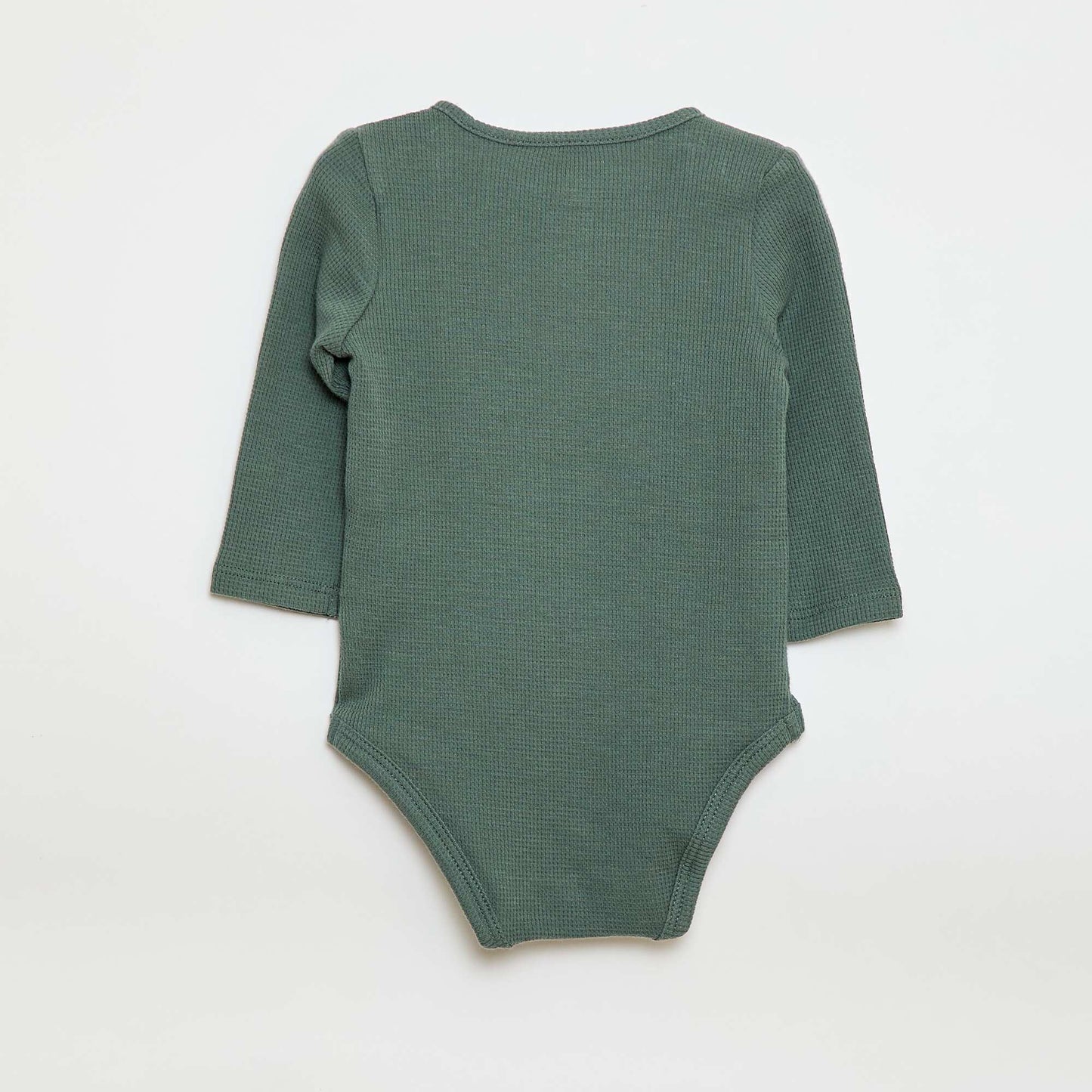Long-sleeved Waffle Knit Bodysuit GREEN