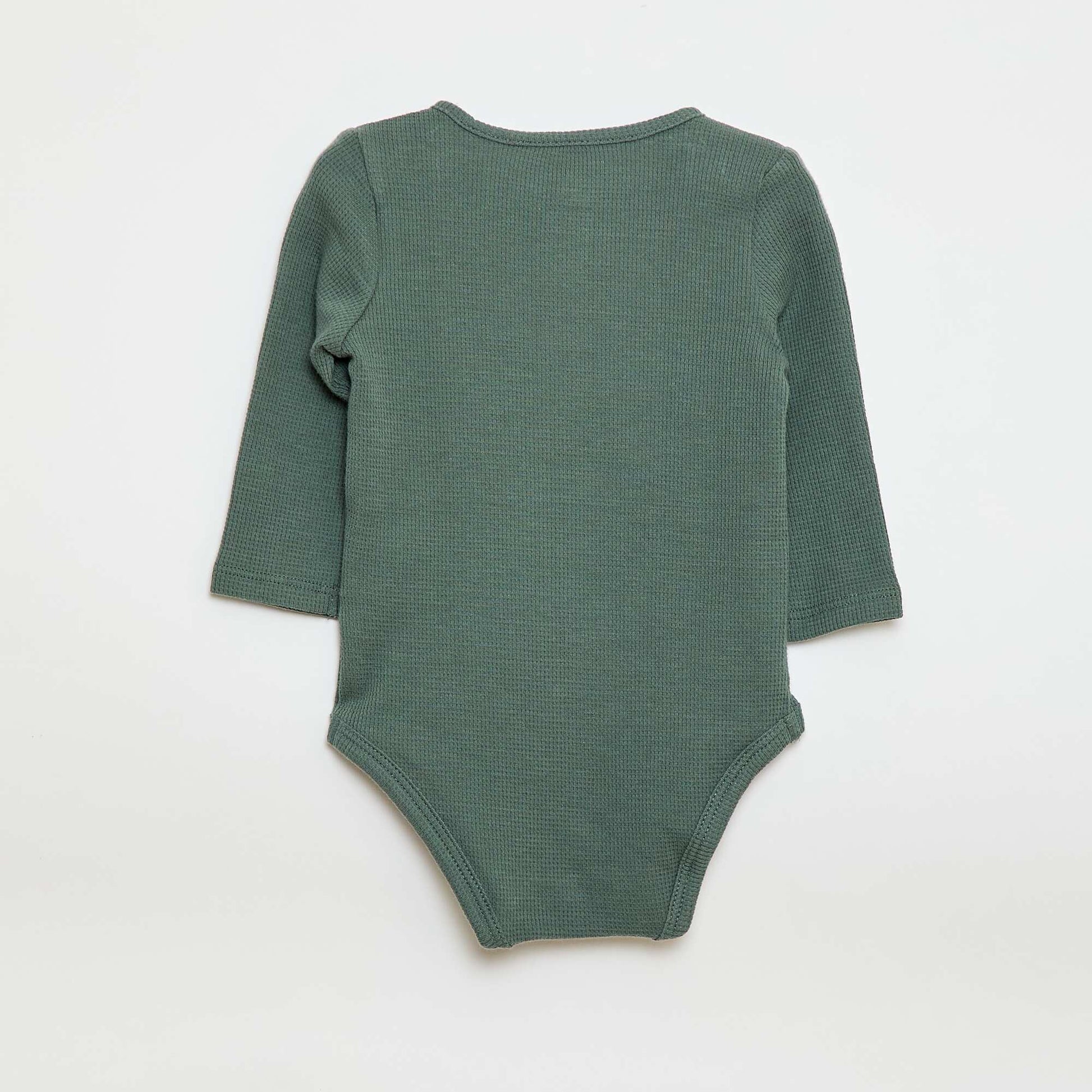 Long-sleeved Waffle Knit Bodysuit GREEN