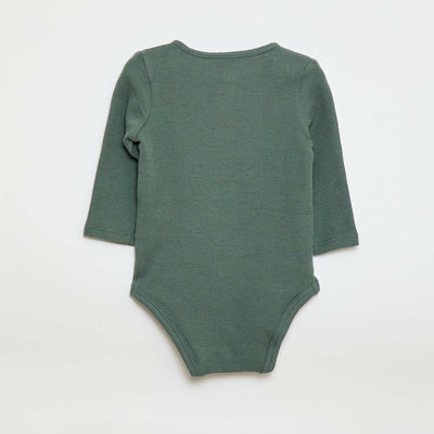 Long-sleeved Waffle Knit Bodysuit GREEN