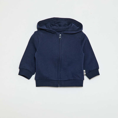 Zipped Fleece Hoodie Sweatshirt BLACK