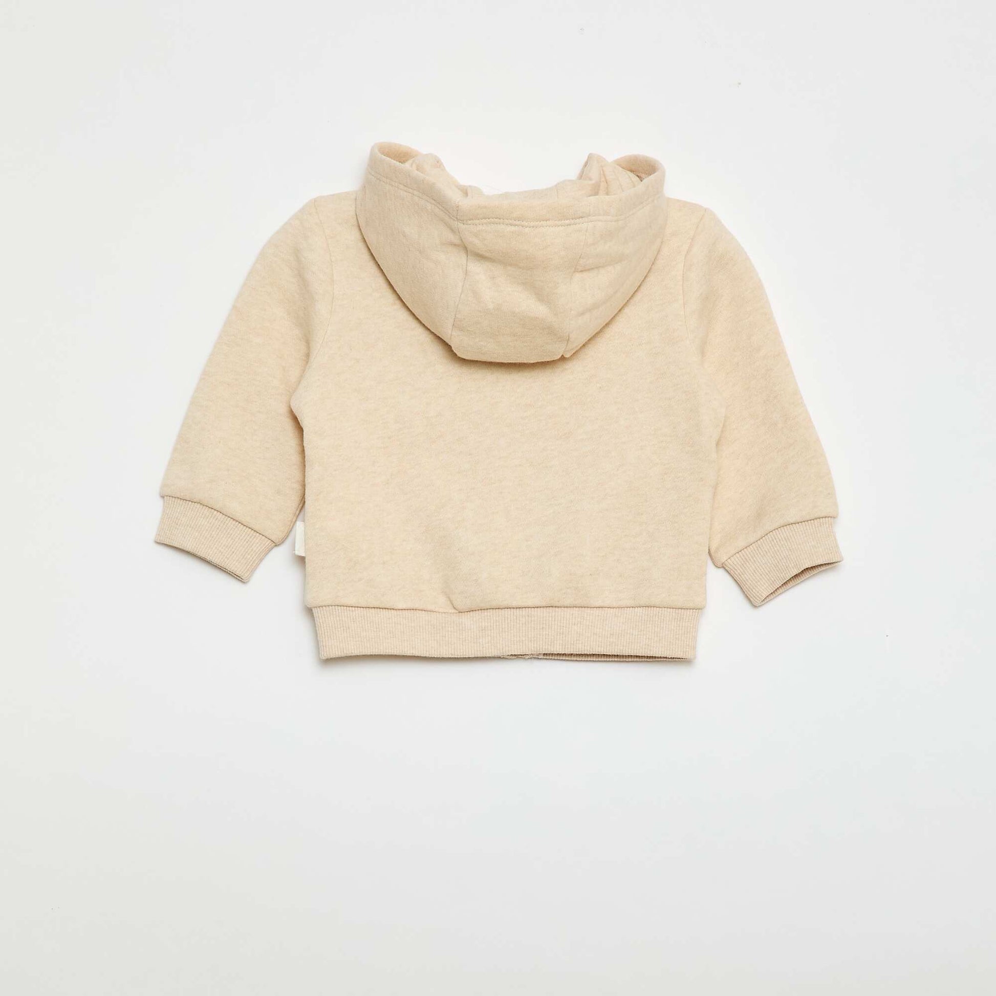 Zipped Fleece Hoodie BEIGE