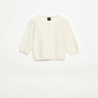 Plain Knit Cardigan WHITE