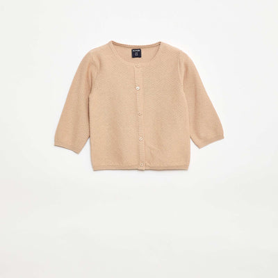 Plain Knit Cardigan BEIGE