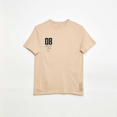 Printed Short-Sleeved T-shirt BEIGE