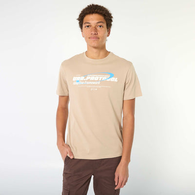 Printed Cotton Short-Sleeve T-Shirt BEIGE