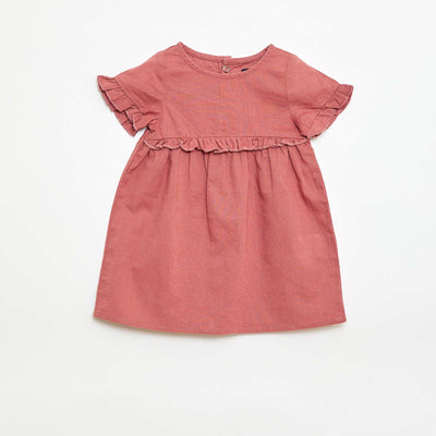 Lightweight Dress with Short Flutter Sleeves PINK