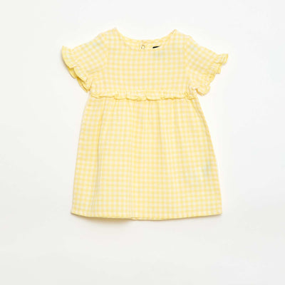 Lightweight Dress with Short Flutter Sleeves YELLOW