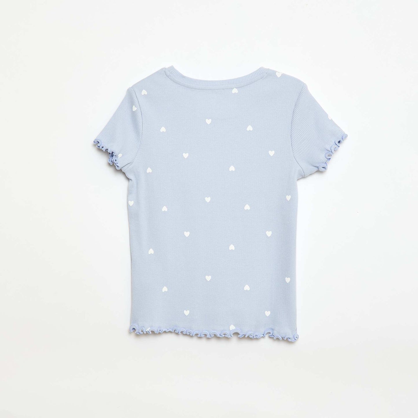 Ribbed T-shirt with Short Flutter Sleeves BLUE