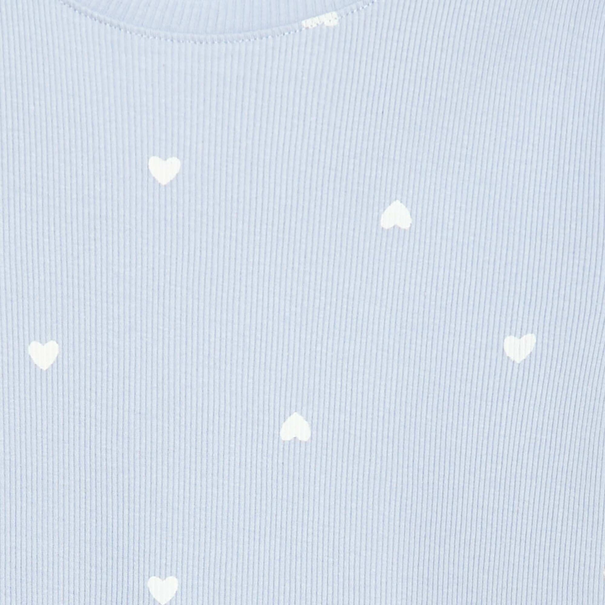 Ribbed T-shirt with Short Flutter Sleeves BLUE