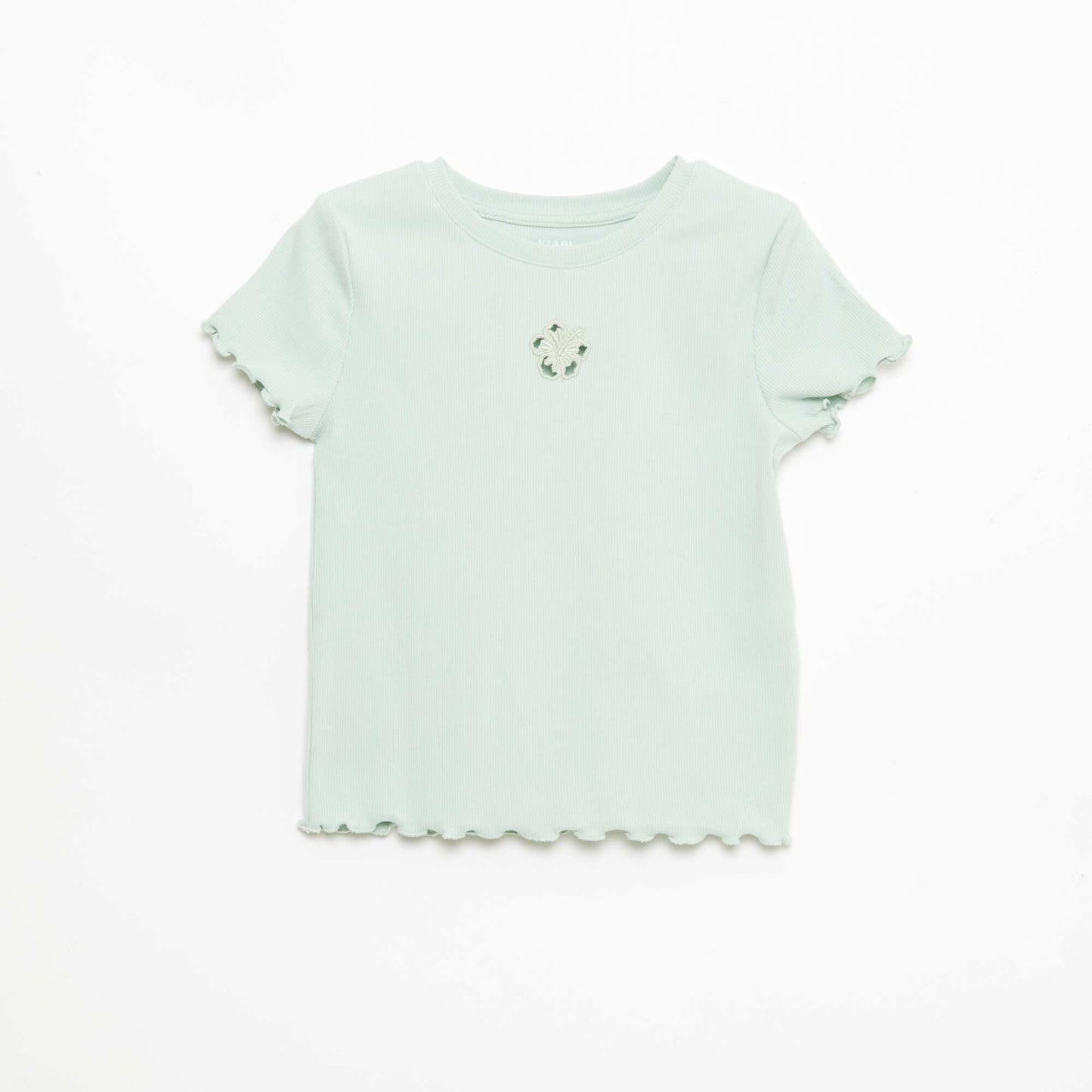 Short-Sleeved T-Shirt with Openwork Detail GREEN