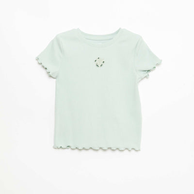 Short-Sleeved T-Shirt with Openwork Detail GREEN