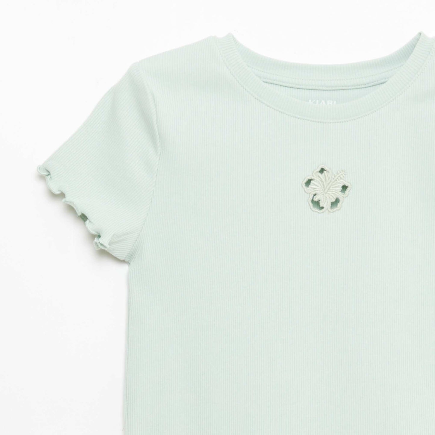 Short-Sleeved T-Shirt with Openwork Detail GREEN