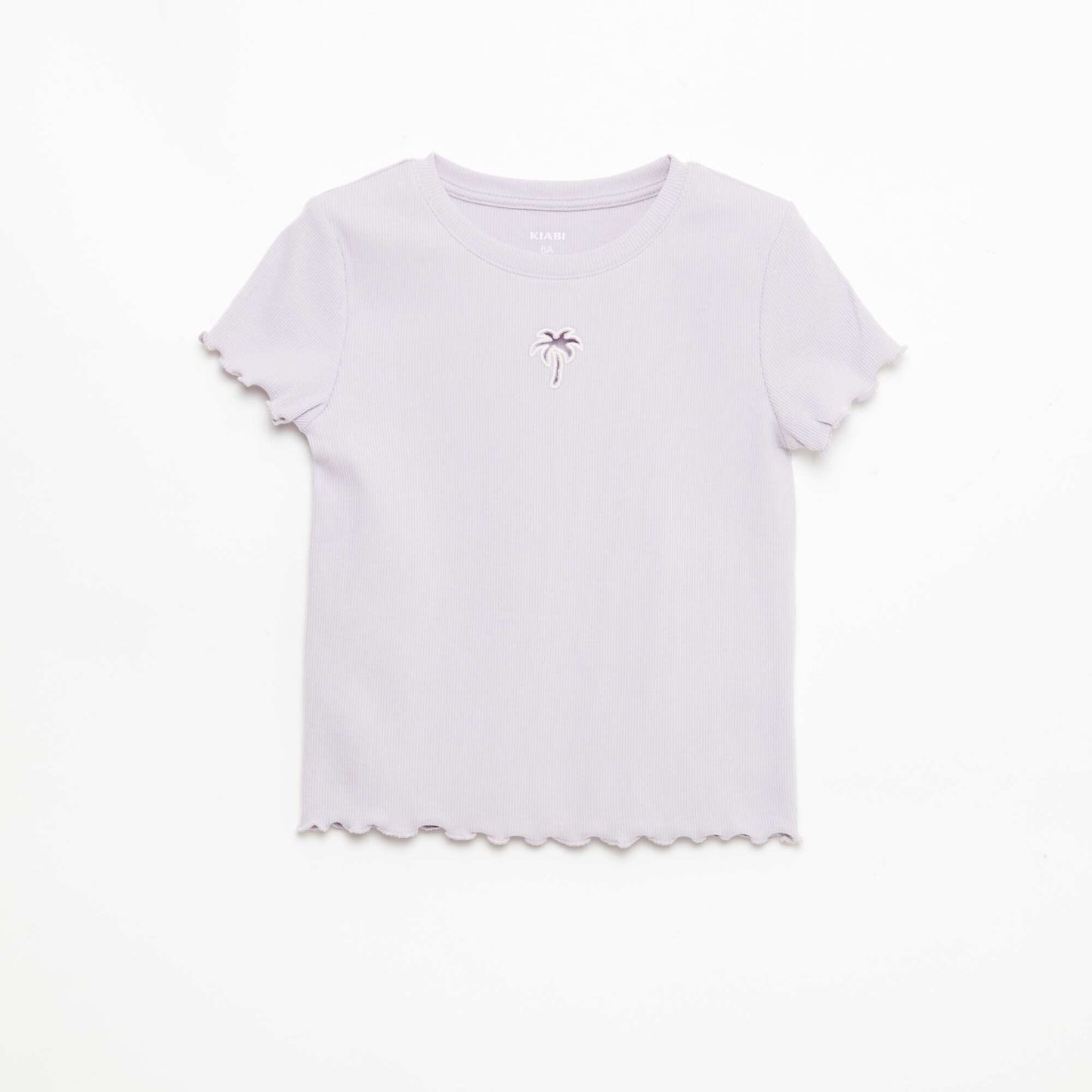 Short-Sleeved T-Shirt with Openwork Detail PURPLE