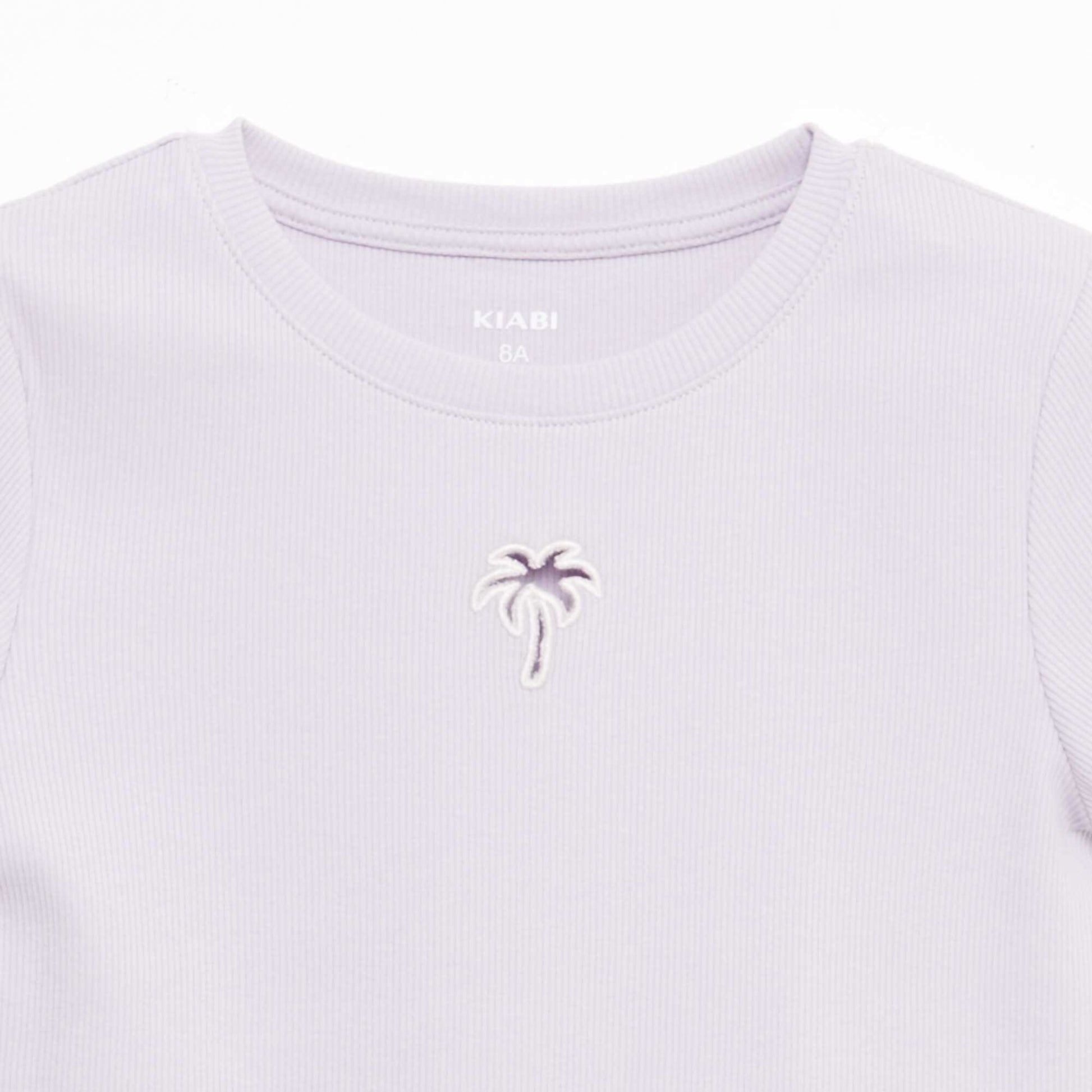Short-Sleeved T-Shirt with Openwork Detail PURPLE