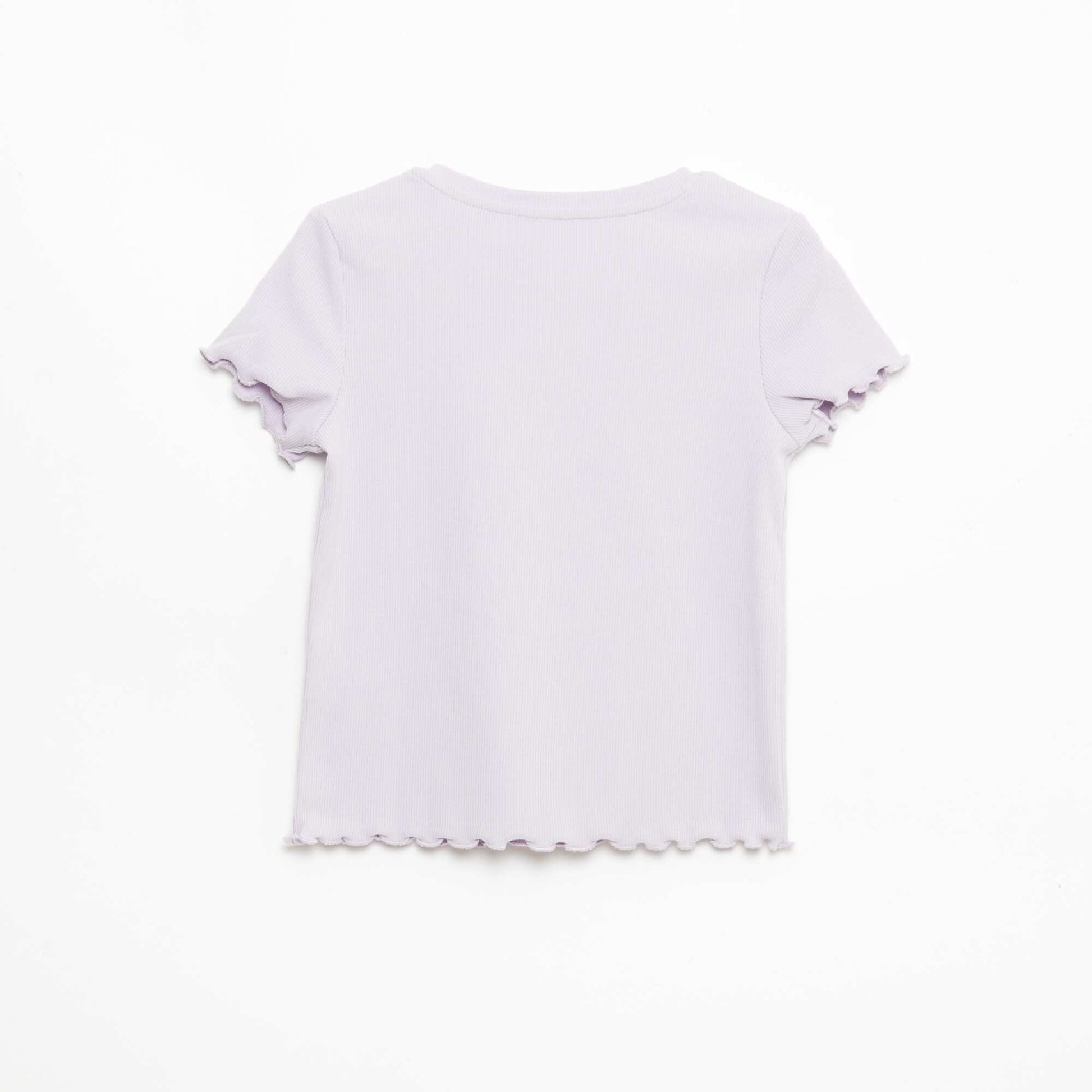Short-Sleeved T-Shirt with Openwork Detail PURPLE