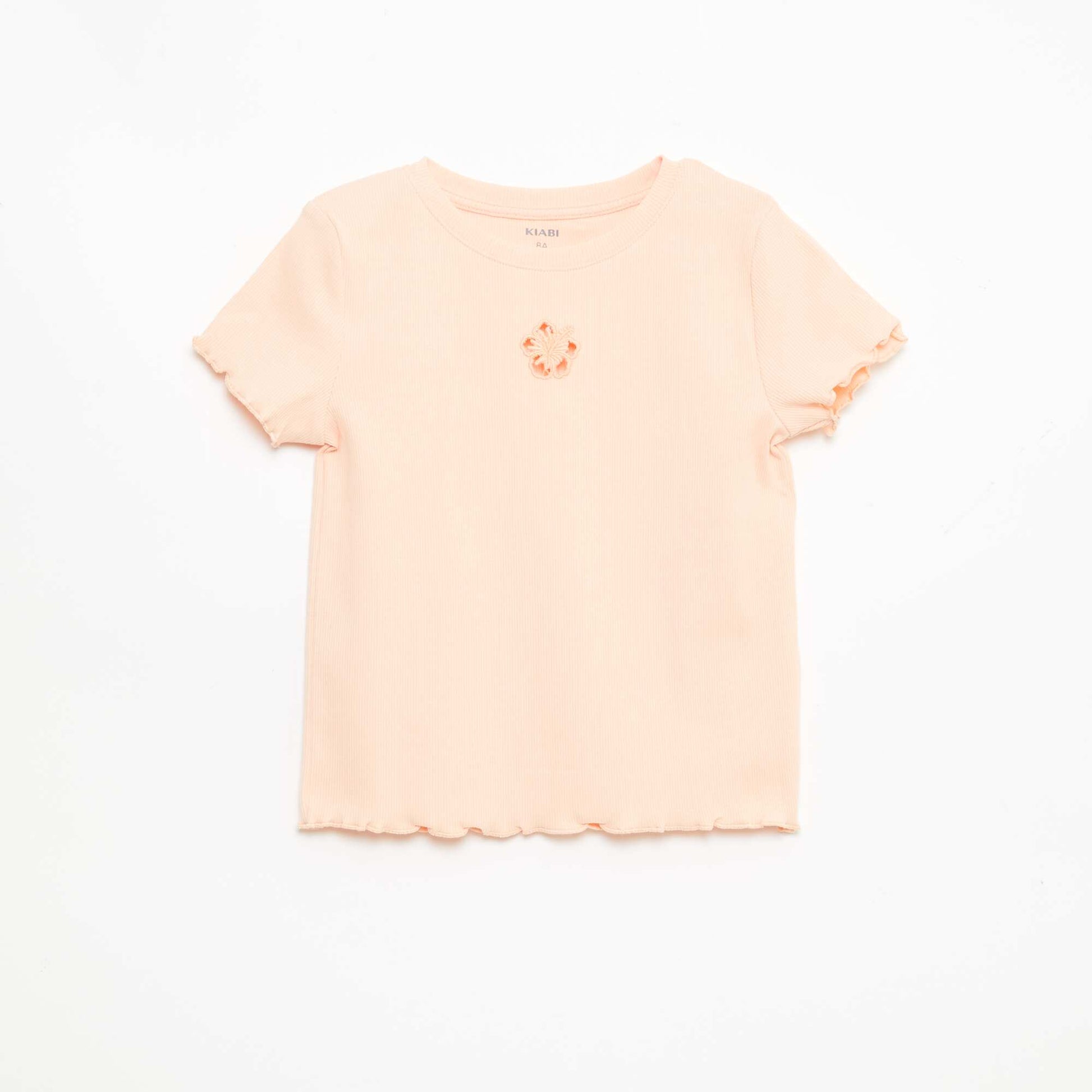 Short-Sleeved T-Shirt with Openwork Detail ORANGE