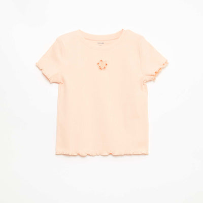 Short-Sleeved T-Shirt with Openwork Detail ORANGE