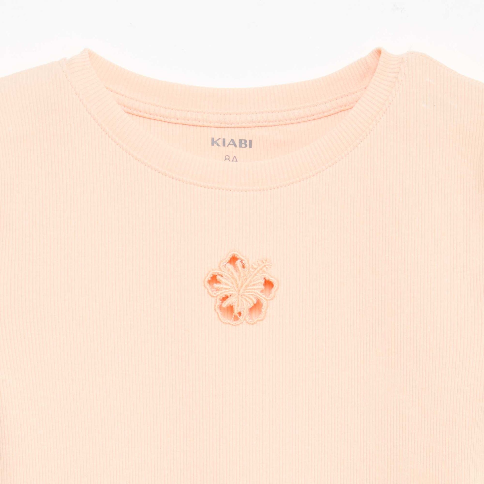 Short-Sleeved T-Shirt with Openwork Detail ORANGE