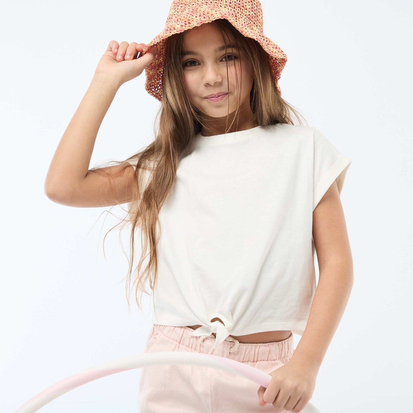 T-shirt with waist tie WHITE