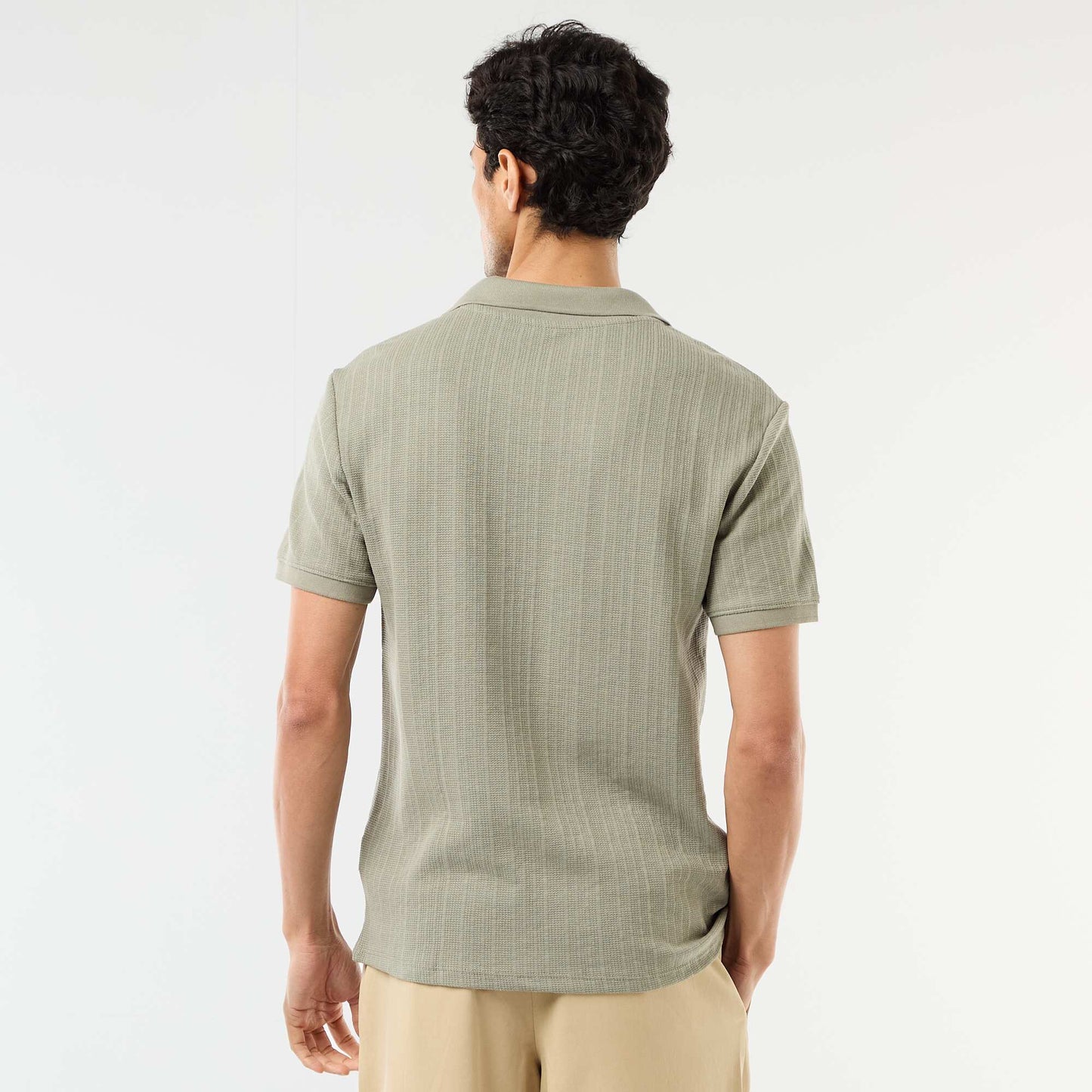 Honeycomb Knit Short-Sleeve Polo Shirt GREEN