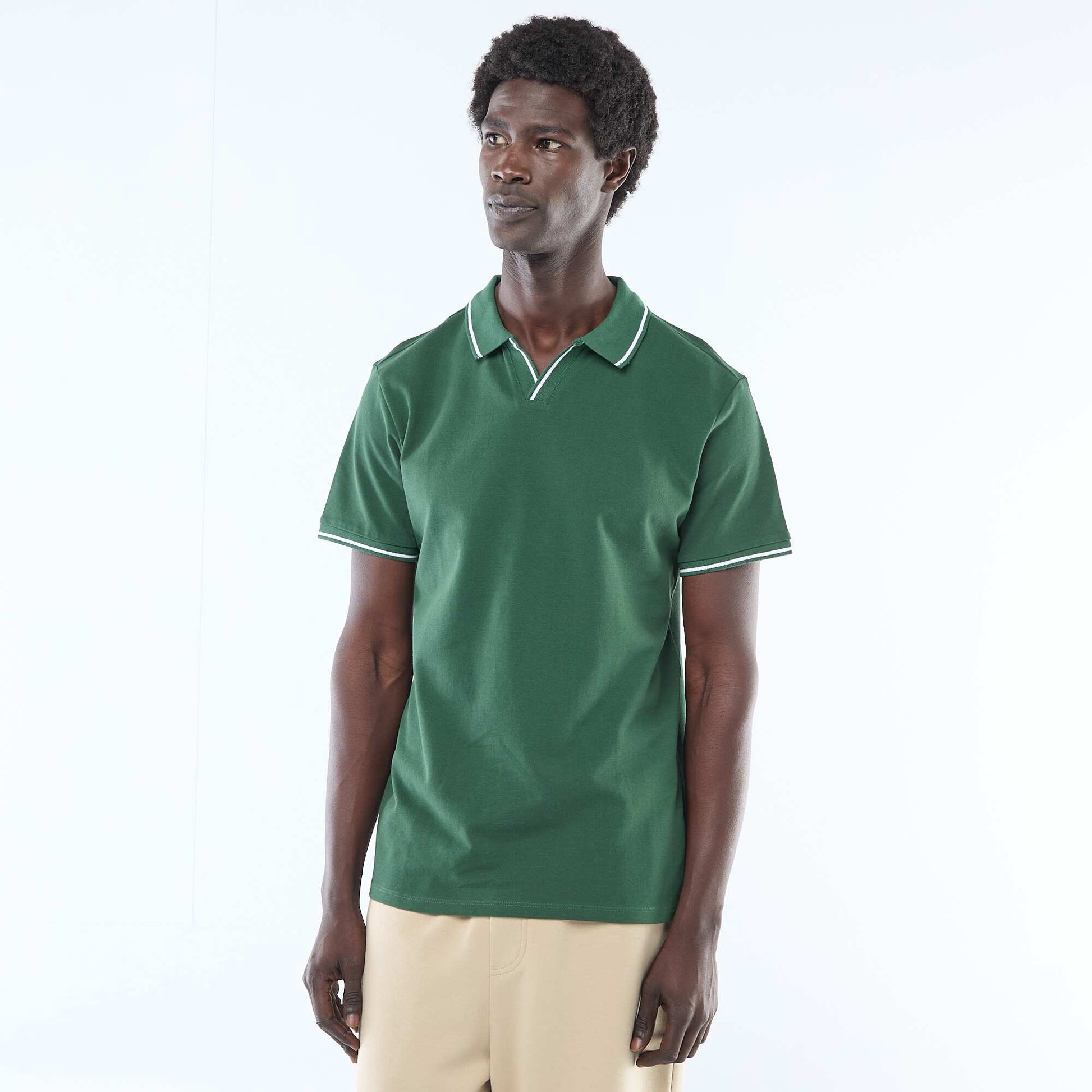 Short-Sleeve Cotton Piqué Polo Shirt GREEN