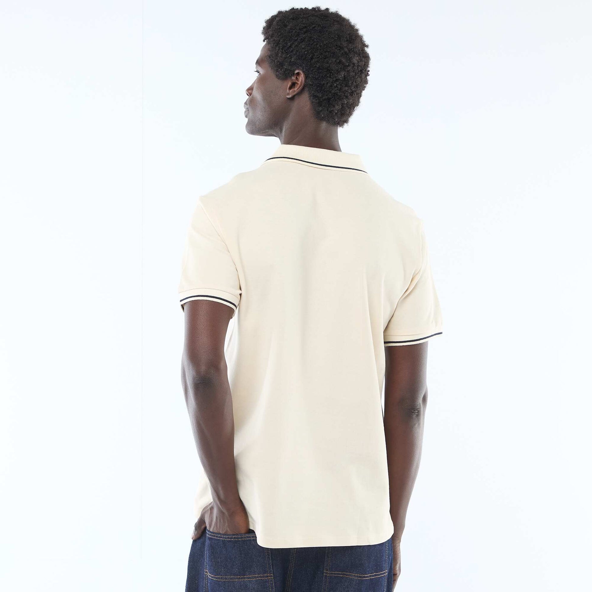 Short-Sleeve Cotton Piqué Polo Shirt WHITE