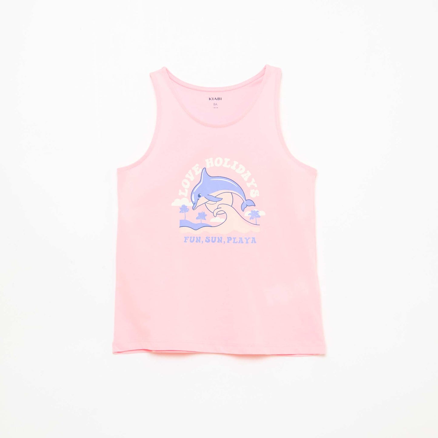 Printed Round Neck Tank Top PINK