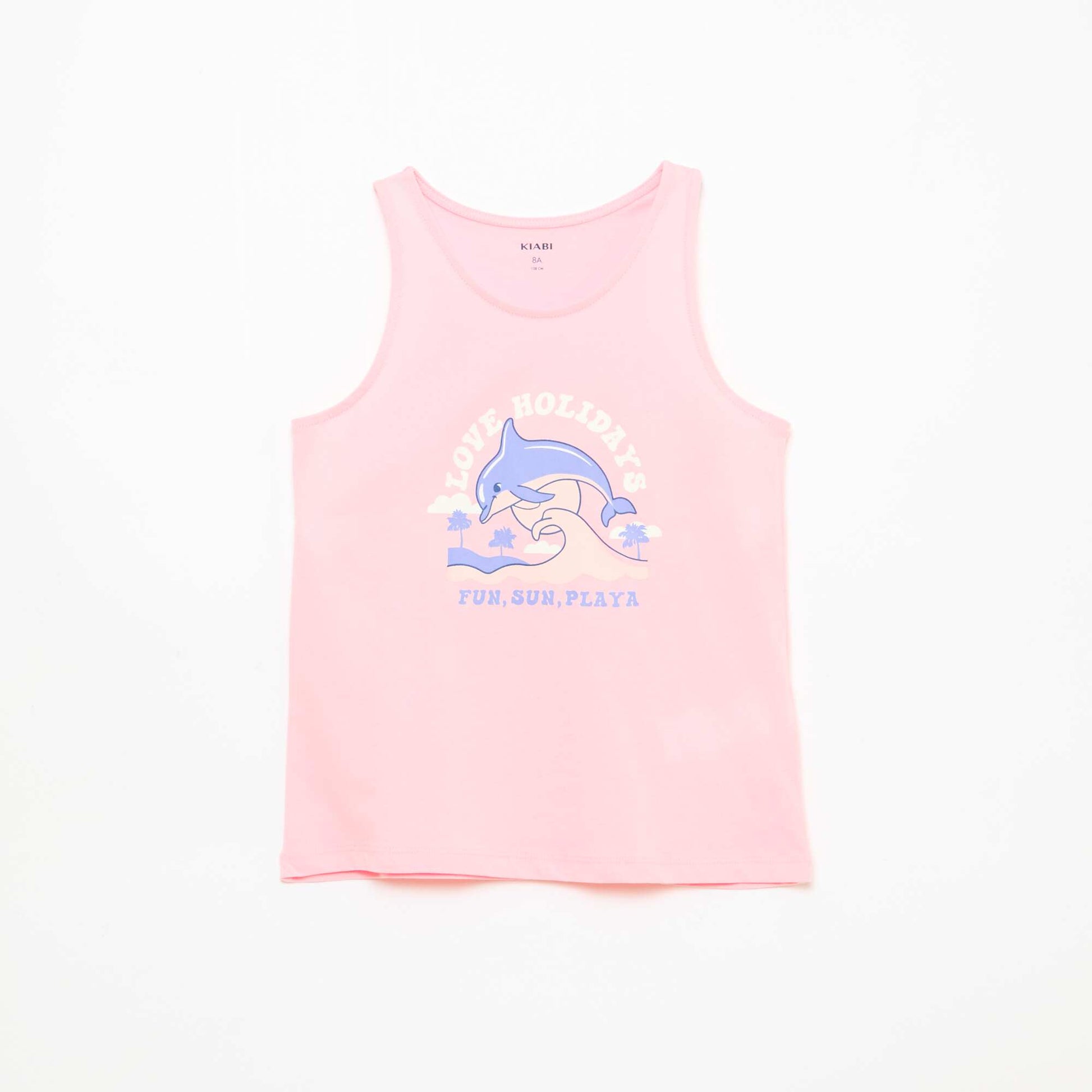 Printed Round Neck Tank Top PINK